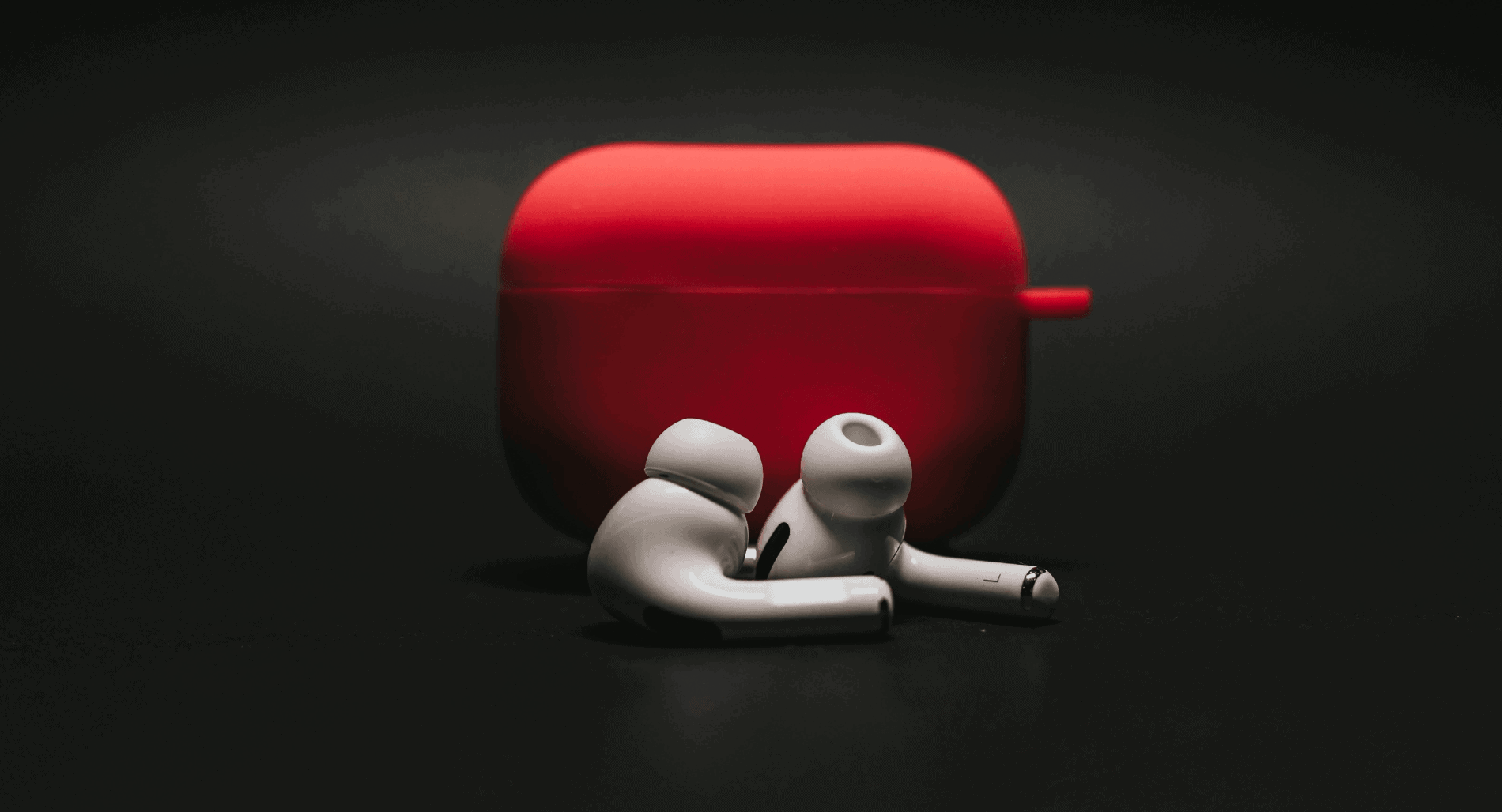 White Ear Buds Red Case